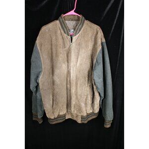 Oscar Piel Men's Leather Varsity Jacket Size 2XL Brown/Black